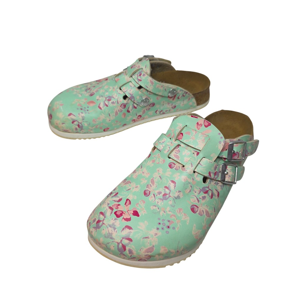 Birkenstock Clogs Rare Find MintFloral‎ Print Size 37/240 GermanyBuckleCorkSole